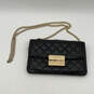 Womens Black Leather Inner Zip Pocket Link Chain Strap Crossbody Bag image number 1