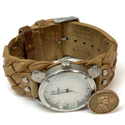 Designer Fossil JR-1292 Silver-Tone Leather Strap Round Analog Wristwatch alternative image