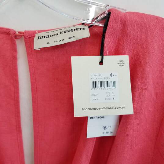 Pink deep v flutter sleeve mini dress women's size 10 nwt image number 4