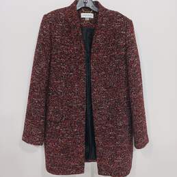 Calvin Klein Women's Red/White/Black Open-Front Tweed Topper Jacket/Coat/Blazer (No Closure) Size 14