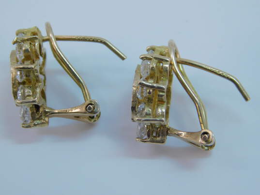Vintage 14K Yellow Gold CZ 15 Years Omega Pierced Earrings 4.5g image number 6
