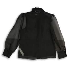 Zara Womens Black Organza Semi Sheer Long Sleeve Button Front Blouse Top Size M alternative image