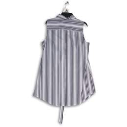NWT Chico's Womens White Navy Blue Striped Sleeveless Button Front Tunic Top 2 alternative image
