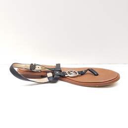 Michael Kors Sondra Black Leather T-Strap Thong Sandals Shoes Women's Size 7 M