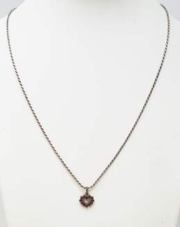 Rose Cut Bohemian Garnet Mini Heart Pendant On Rope Chain Necklace alternative image