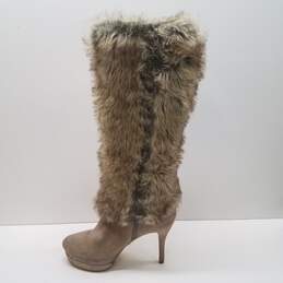 Fergie Suede Faux Fur Tall Knee Platform Zip Heel Boots Shoes Size 9.5 M alternative image