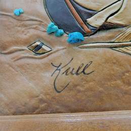 Roger & Marie Kull Leather Art Painting Pot w/ Turquoise alternative image