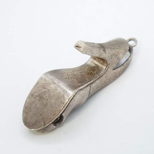 Sterling Silver Figural Peek-A-Boo Toe High Heel Shoe Pendant 18.4g image number 2