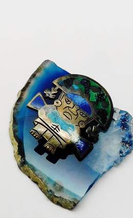 Artisan Peru 925 Blue & Green Enamel Inlay Figural Brooch alternative image
