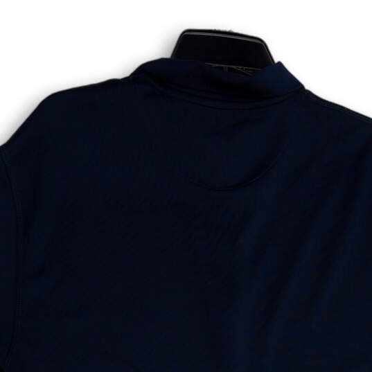 Mens Blue Spread Collar Short Sleeve Side Slit Golf Polo Shirt Size L image number 4