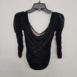 Black Mesh Ruched Blouse