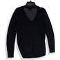 Womens Navy Blue Knitted V-Neck Long Sleeve Pullover Sweater Size Small image number 2