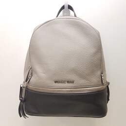 Michael Kors Pebble Leather Rhea Zip Backpack Grey