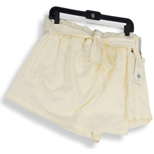 NWT Womens Ivory Flat Front Elastic Waist High Rise Paperbag Skort Size L image number 1