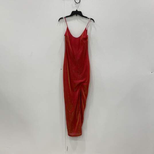AKIRA Womens Red Sleeveless Side Slit Back Zip Long Bodycon Dress Size M image number 2