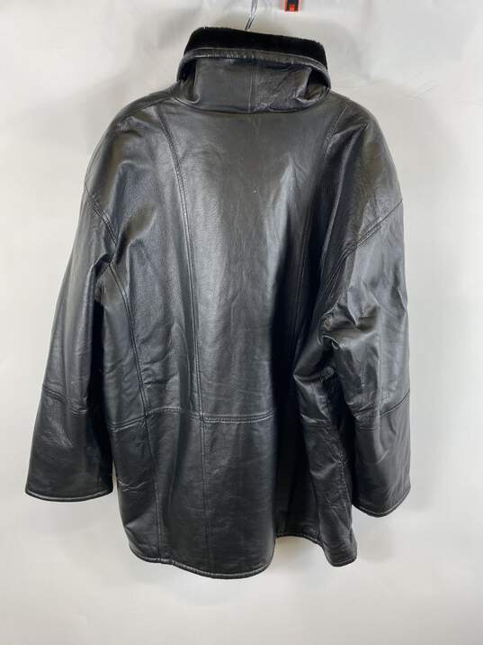 Venezia Black Leather Duster Coat 22W image number 2