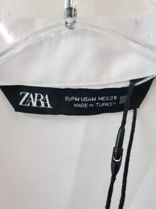 Zara White Button Down Shirt Dress Size M image number 3