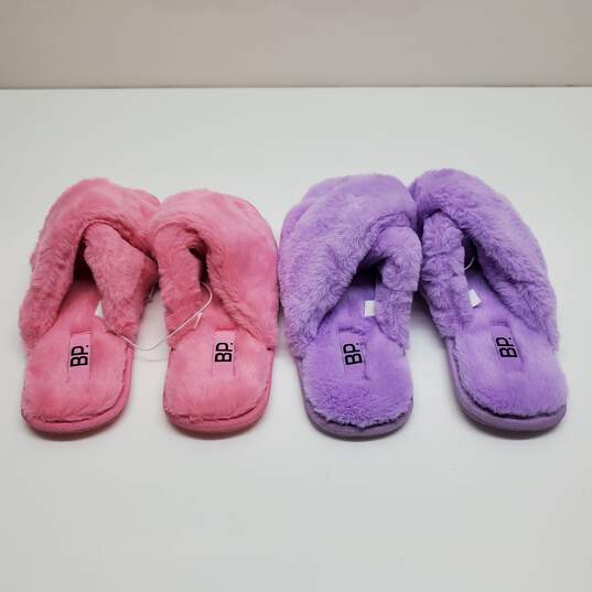 Lot of 2 Pairs BP. Women's Slippers Size Pink M/ Purple L image number 2