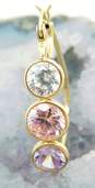 Romantic 14K Yellow Gold Clear Pink & Purple CZ Hoop Earrings 5.1g image number 3