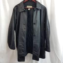 Eddie Bauer Black Genuine Leather Quilted Interior Jacket Size XL