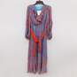Diane von Furstenberg Jaxson Ruffled Crepe de Chine Blue & Red Zebra Print Women's Midi Dress Size S NWT with COA image number 1