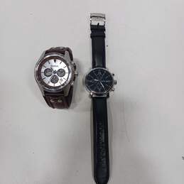 2pc Set of Men's Fossil Leather Band Watches