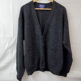 Pendleton Virgin Wool Charcoal Gray Button LS V-Neck Sweater XL