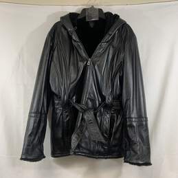 Women's Black Wilsons Leather Hooded Leather Jacket, Sz. L