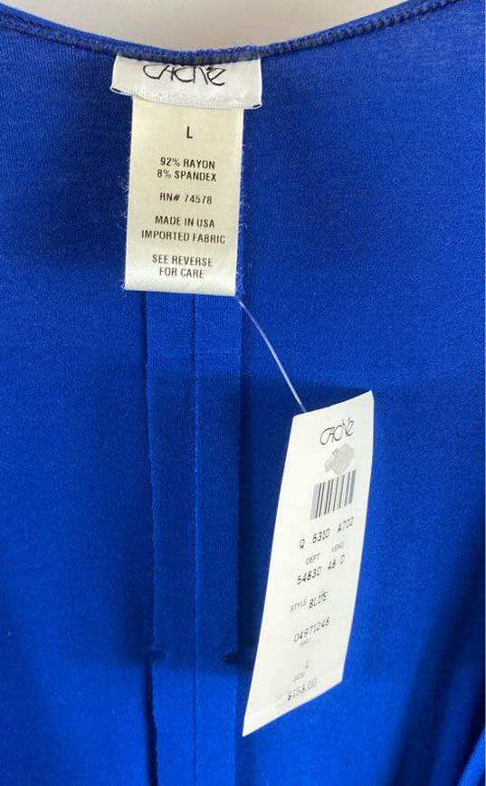 NWT Cache Womens Blue Long Sleeve Surplice Neck Pullover Wrap Dress Size L image number 5