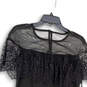 NWT Womens Black Lace Crew Neck Sleeveless Back Zip Mini Dress Size 2 image number 3
