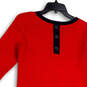 Womens Red Black Knitted Long Sleeve Stretch Pullover Sweater Dress Size S image number 4