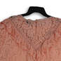 NWT Womens Pink Lace Ruffle Short Sleeve Pullover Blouse Top Size 5 image number 4