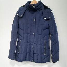 Calvin Klein Hooded Full Zip & Snap Button Puffer Winter Jacket Size Small