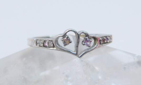 Contemporary 925 Sterling Silver Diamond Accent Pink Spinel Heart Floral & Infinity Rings 7.4g image number 5
