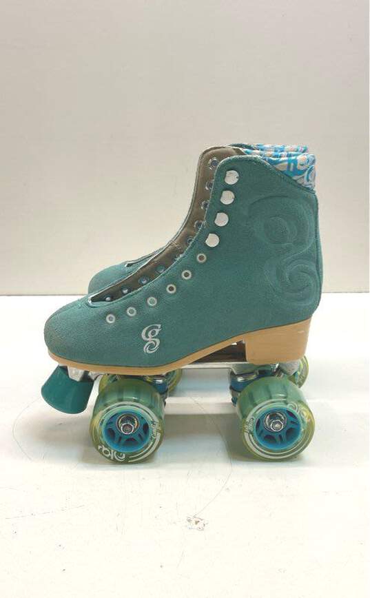 Candi GRl Carlin Suede Teal 4 Wheel Roller Skates Women's Size 6 B image number 2