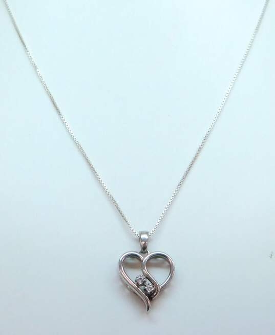 Buy the Sterling Silver 0.06 CTTW Diamond Heart Pendant Necklace 3.8g ...