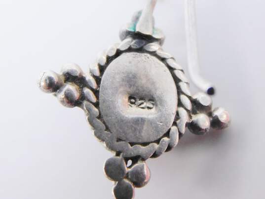 Artisan 925 Teardrop & Spiral Pendants Necklace & Lapis Lazuli Cabochon Granulated Drop & Swirl Knot Post Earrings 33.1g image number 7