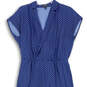 Womens Blue Polka Dot Short Sleeve Notch Collar Jumpsuit One Piece Size 2 image number 3