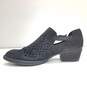 BORN Nanna Black Suede Perforated Ankle Buckle Shoes Women's Size 7.5 M image number 2