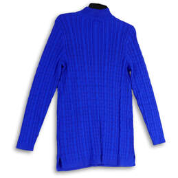 Womens Blue Knitted Mock Neck Long Sleeve Pullover Sweater Size M 10-12 alternative image