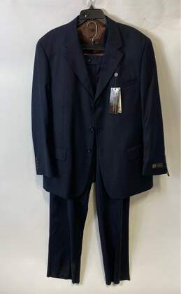 NWT Caravelli Mens Blue Long Sleeve 3 Piece Suit Pants Set Size 44R 38W