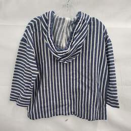 J. Crew Women's Baja Blue & White Cotton Striped Hoodie Size S alternative image
