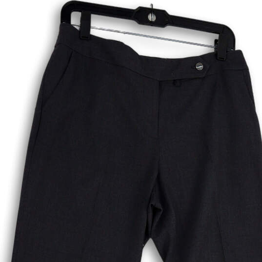 Womens Gray Flat Front Slash Pocket Stretch Straight Leg Dress Pants Size S image number 3