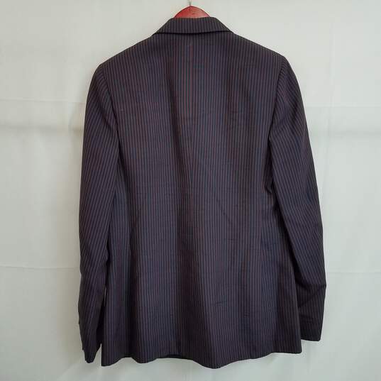 Vintage maroon navy striped double breasted blazer women's 4 image number 2