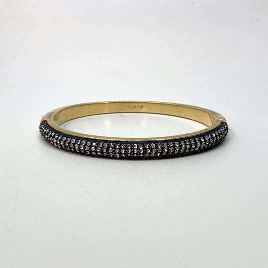 Designer J. Crew Gold-Tone Rhinestones Hinged Fashionable Bangle Bracelet image number 1