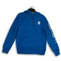 Mens Blue Long Sleeve Drawstring Pullover Hoodie Size Small image number 1