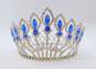 Vintage Icy Clear & Blue Rhinestone Silver Tone Statement Crown 207.1g image number 1