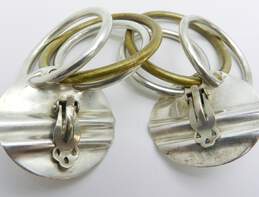 Mexican Modernist 925 & Brass Accented Circle Wave Statement Dangle Earrings alternative image