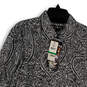 NWT Mens Black White Paisley Long Sleeve Callard Button-Up Shirt Size Large image number 3
