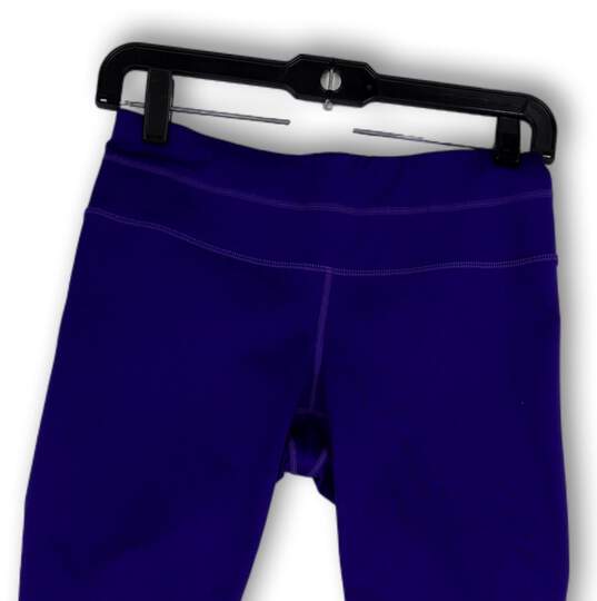Womens Blue Flat Front Elastic Waist Pull-On Activewear Capri Leggings Size S image number 3